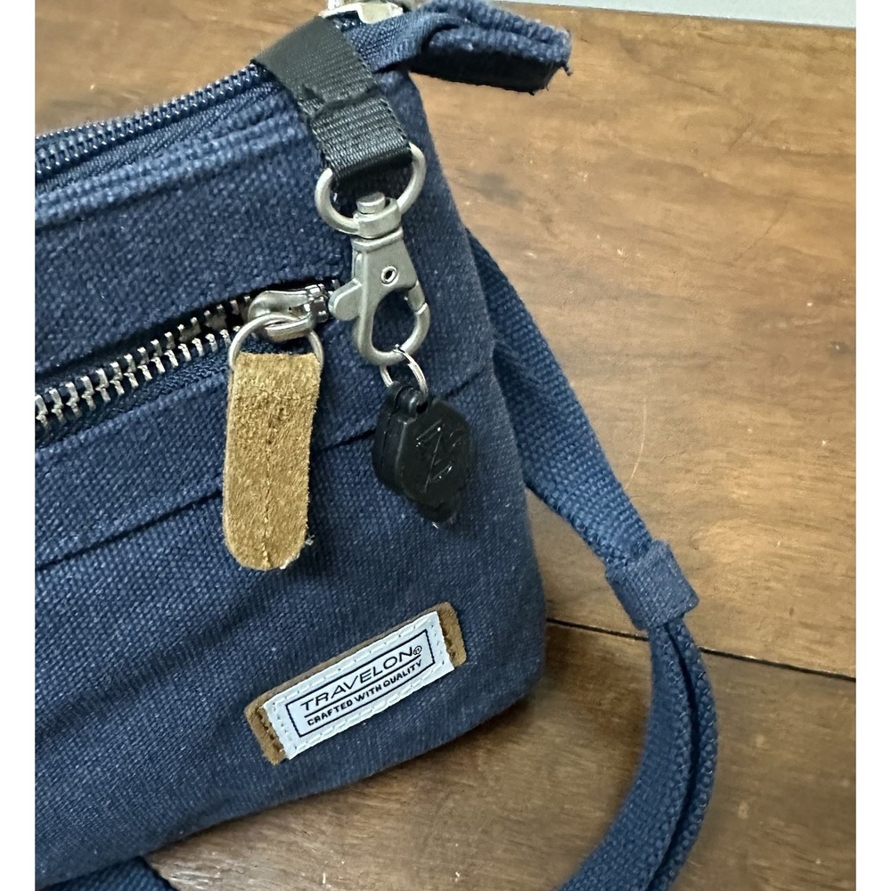 Travelon Anti-Theft Heritage Small Crossbody Bag Purse Indigo Blue - Picture 5 of 12